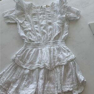 White Ruffled Short Sleeve Dress